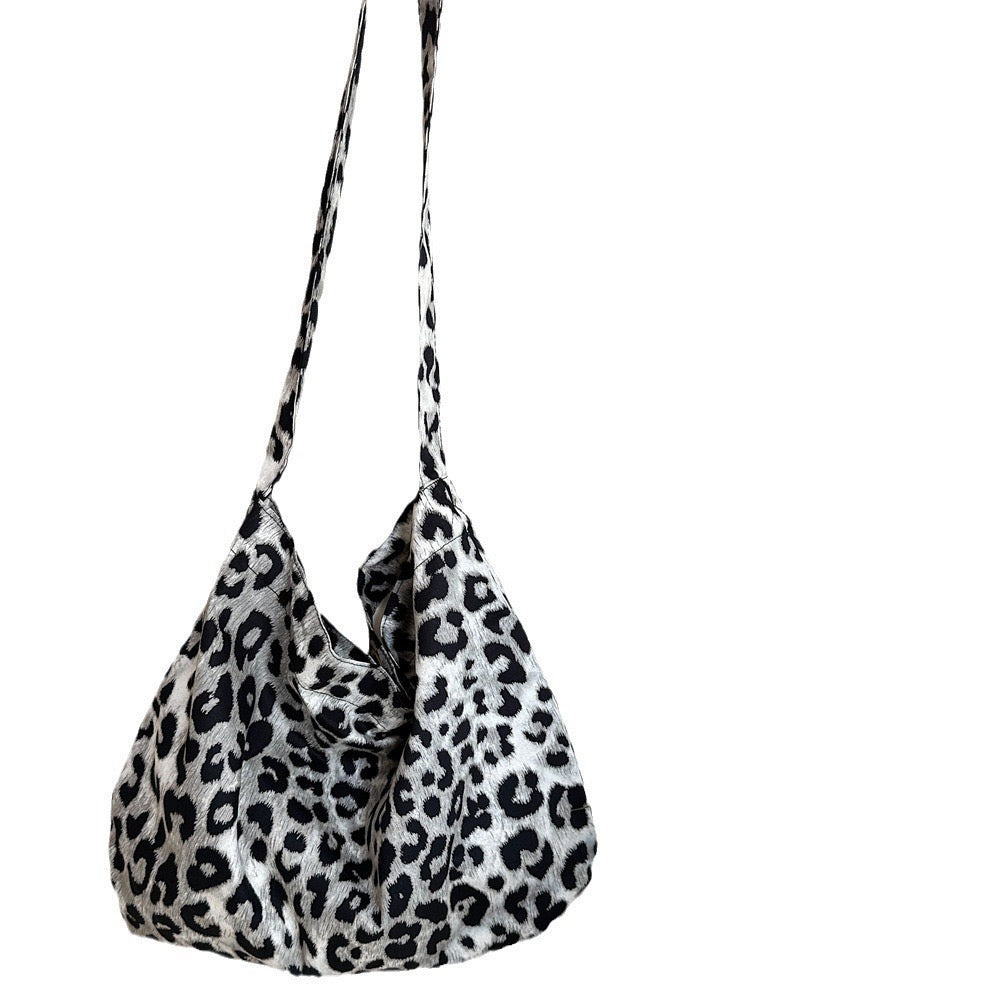Trendy Leopard Print Crossbody Bag - Large Canvas Tote with Adjustable Strap for Women