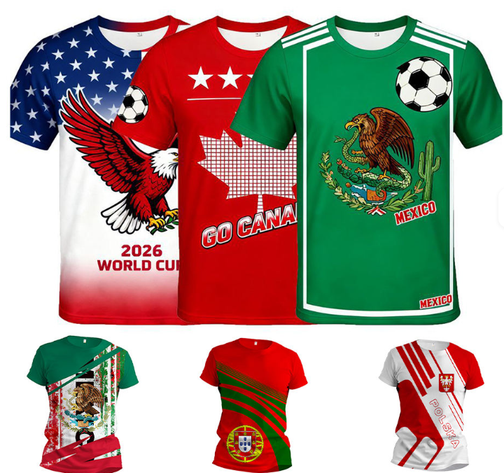 2026 World Football Cup T-Shirt - Custom Logo Screen Print/Embroidery Men's Oversized Printable Tees