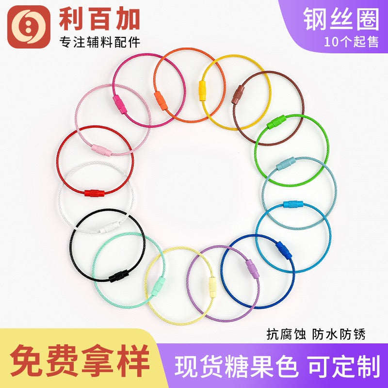 Metal candy color paint color wire ring key ring handmade pendant small jewelry accessories