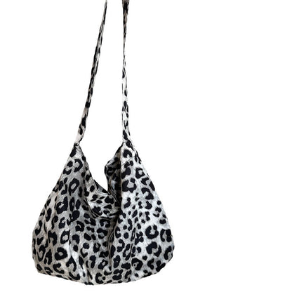 Trendy Leopard Print Crossbody Bag - Large Canvas Tote with Adjustable Strap for Women