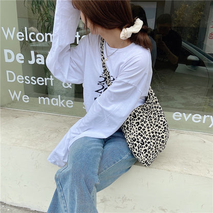 Trendy Leopard Print Crossbody Bag - Large Canvas Tote with Adjustable Strap for Women