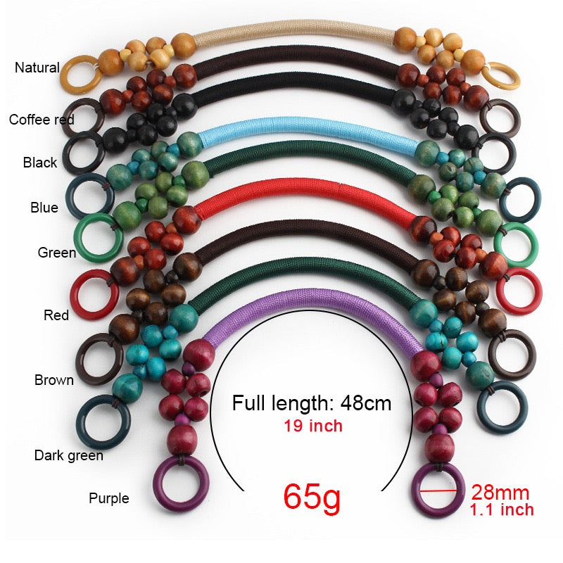 Boho Wooden Bead Handles - Set of 16 for DIY Woven Bags