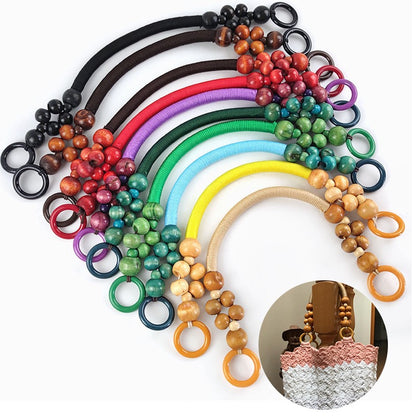 Boho Wooden Bead Handles - Set of 16 for DIY Woven Bags