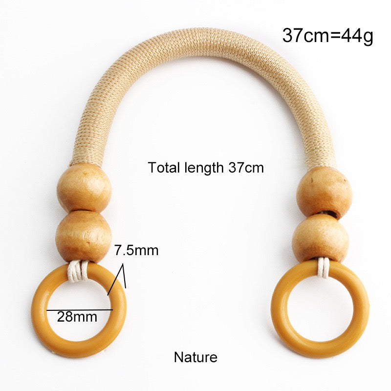 Boho Wooden Bead Handles - Set of 16 for DIY Woven Bags