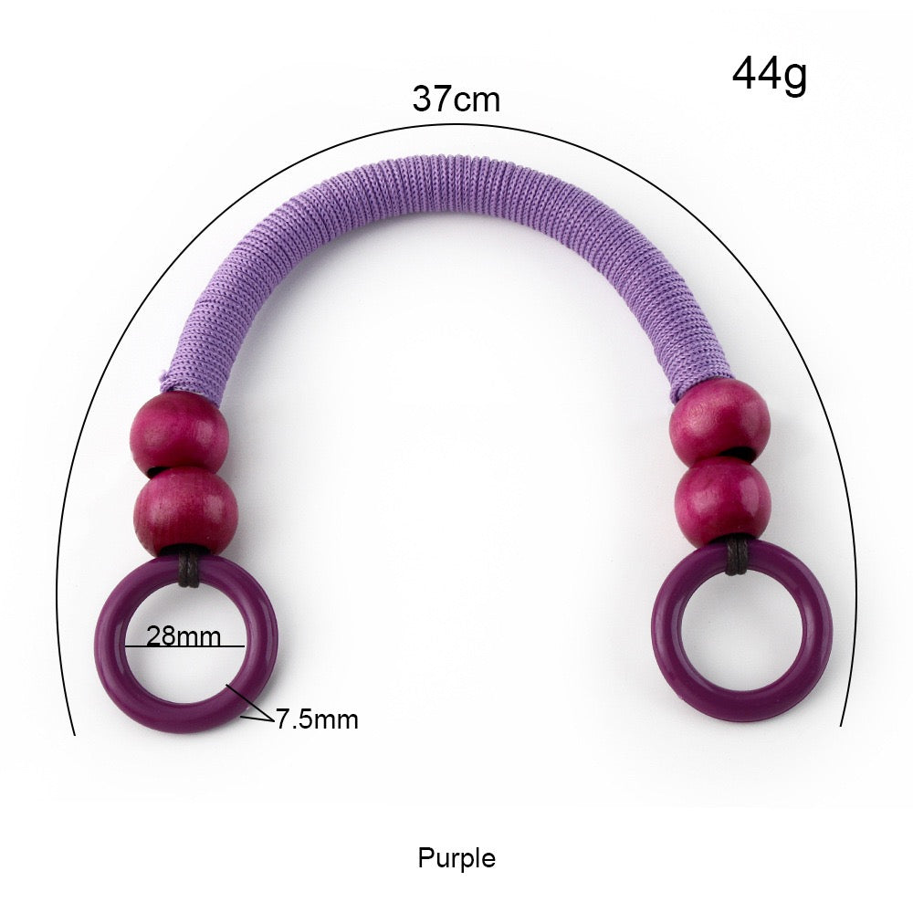 Boho Wooden Bead Handles - Set of 16 for DIY Woven Bags