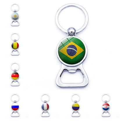 World Cup football bottle opener keychain pendant Argentina Brazil metal key ring bag charm gift