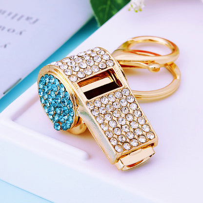 World Cup referee rhinestone car keychain cute metal men's and women's bag pendant keychain ring creative accessory