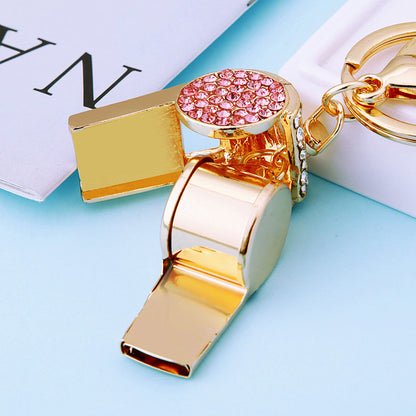 World Cup referee rhinestone car keychain cute metal men's and women's bag pendant keychain ring creative accessory