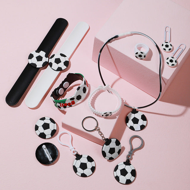 Hot-selling World Cup soccer keychain children's party jewelry bracelet brooch slapstick ring