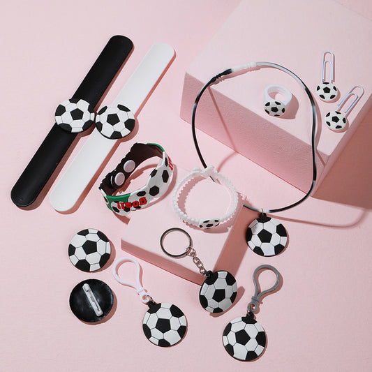 Hot-selling World Cup soccer keychain children's party jewelry bracelet brooch slapstick ring